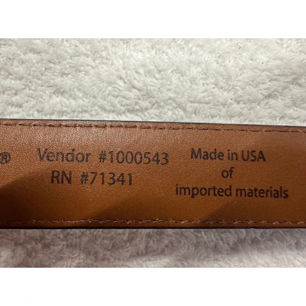 LL Bean Mens Black Full Grain Leather Belt Size 42 Silver Buckle Made in USA